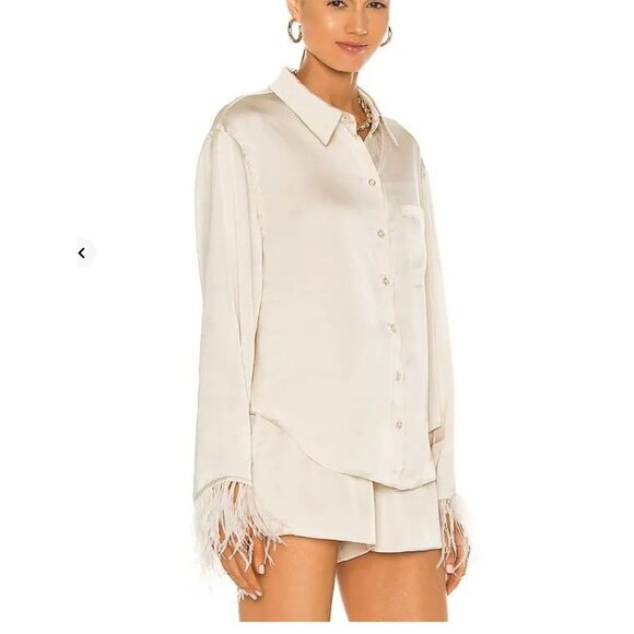 L'Academie The Michelle Blouse Ivory Feathers NWT - Size M - Picture 2 of 10